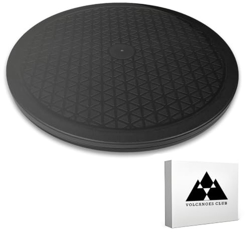 VOLCANOES CLUB Lazy Susan Turntable Organizer - 12 Inch Heavy Duty Rotating Swivel Stand with Steel Ball Bearings for Spice Cabinets, Flat Panel Monitor, TV, Painting, Display, Potted Plants (Black)