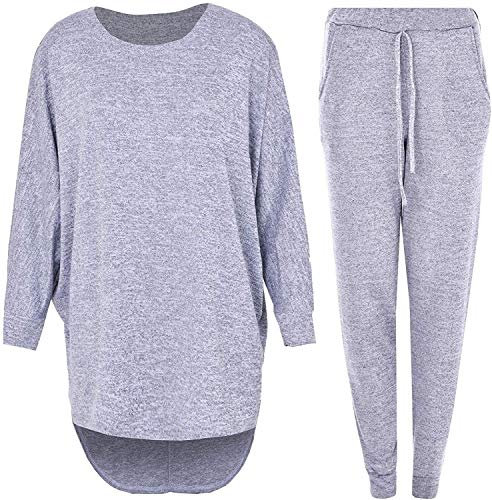 Crazy Girls Womens Hi Low Top Loungewear, Grey, ML (UK 12-14)