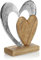 com-four® Deko-Aufsteller Herz - Metall-Herz und Holz-Herz auf Mangoholz-Sockel - Deko-Herzen aus Metall und Holz zum Hinstellen - Herzdeko zum Verschenken (Herz - metallic + Mangoholz)
