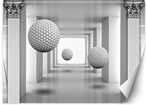 Feeby Wandtapete Fototapete Vlies Geometrische Abstraktion 254x184 cm Weiß Modern Tapete Wohnzimmer Schlafzimmer 3D-Effekt 3D-Illusion