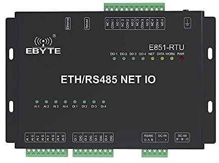 EBYTE Ethernet RS485 12-Wege-Netzwerk IO Controller Modbus TCP RTU E851-RTU(4440-ETH) Analog Digital Input Relais Ausgang Master Slave Socket Anschluss