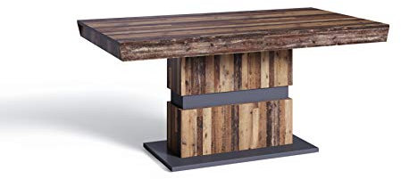 byLIVING Esszimmertisch Matthew/Küchen-Tisch 160 cm mit Auszugsfunktion auf 215 cm/Auszugstisch Old Wood-Optik Dunkelbraun/Esstisch ausziehbar mit Einlegeplatte /160-215x90x75cm (LxBxH)