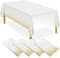 ELECLAND 4 Stück weiße und goldene Party-Tischdecke, Kunststoff-Tischdecke, 137x274 cm, goldfarbene Punkte, Konfetti-Tischdecke, Halloween, Weihnachtsdekoration