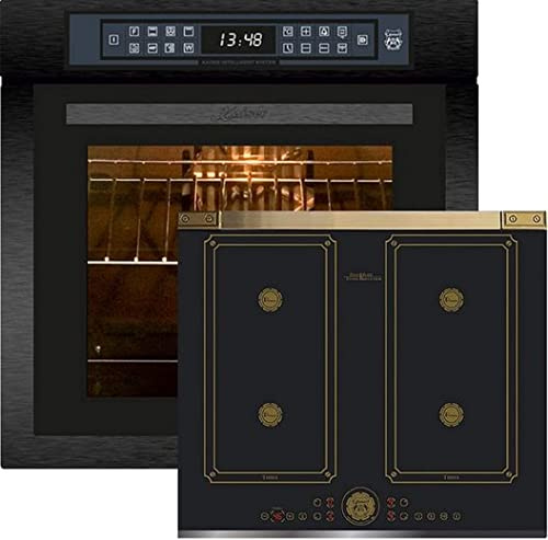 Kaiser Induktions Herd-Set EH 6306 RS +KCT 6745 AD, Einbaubackofen,Schwarz,79L 15 Fkt. Grill Air fryer Full Touch + Flex Retro Induktionskochfeld 60 cm Einbau Herd Autark Power Booster