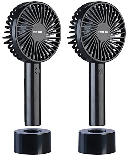 PEARL Handlüfter: 2er-Set 2in1-Hand- & Tisch-Ventilatoren, Akku- & USB-Betrieb, 3-stufig (Ventilator Mini, Akku Handventilator, Luftkühler Auto)