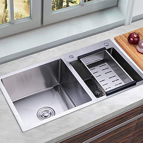 Edelstahl Spülbecken Für Aufliegende und Flachbündige Montage Spüle aus Edelstahl Doppelbecken Küchenspüle mit Siphon 2 Becken Einbauspüle Doppelbecken Spüle Edelstah Design Unterbau Edelstahlspüle