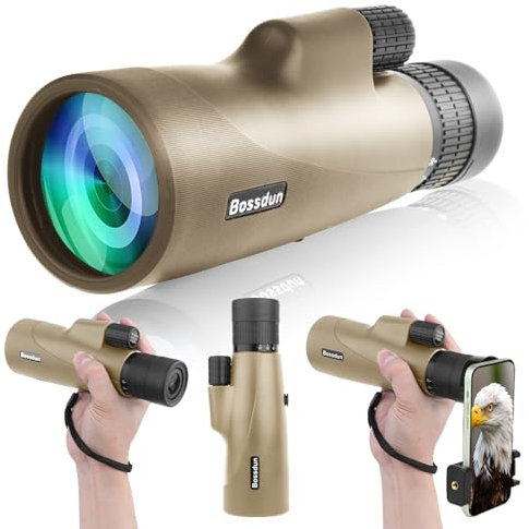 BOSSDUN Monocular Telescope 10-30x50 HD High Power Zoom Magnification with Phone Adapter & Lens Hood, Low Night Vision Waterproof Monoculars for Adults for Bird Watching Hiking Concert Travel