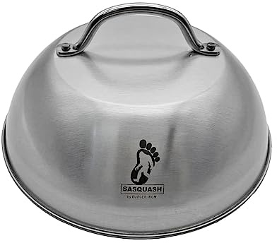 Sasquash Melting Dome For Griddle, 9 Inch Stainless Steel Cheese Melting Dome, Basting And Steaming Cover For Smash Burgers, Vegetables, Flat Top Grill Cooking, Grilling Accessories