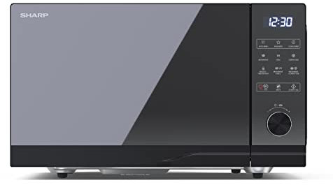 Sharp YC-GC52BE-B - Forno a microonde 25 lt con grill e convenzione, 14 programmi, scongelamento, ECO, timer, incluso griglia per grill e vassoio da forno, controllo semidigitale