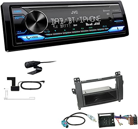 JVC KD-X482DBT 1-DIN Autoradio Media Receiver Digitalradio DAB+ Bluetooth Amazon Alexa USB Einbauset passend für Mercedes-Benz Sprinter ab 2006 schwarz mit Quadlock
