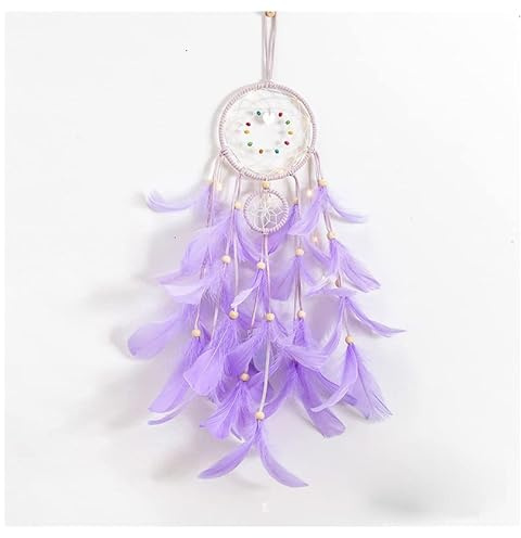 Egurs Traumfänger Handgefertigt Dreamcatcher Feder Traumfänger Boho-Stil Wandkunst Dream Catchers für Wandbehang Wohnkultur Ornamente Handwerk Dekoration Lila