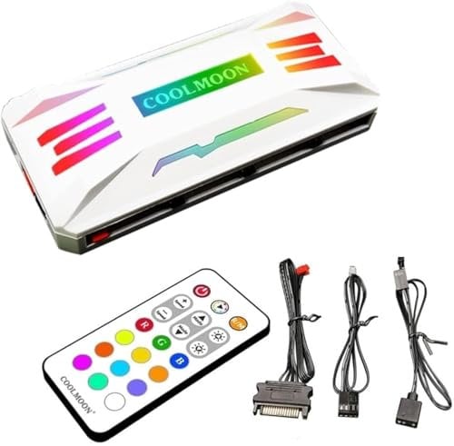 Baotkere Pwm Fan Temperature Controller, RGB Computer Hub Light Adapter, Speed Regulation Wireless Remote 5V ARGB Sync Integrator