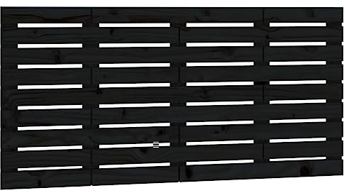 vidaXL Wall Headboard Black 146x3x63 cm Solid Wood Pine