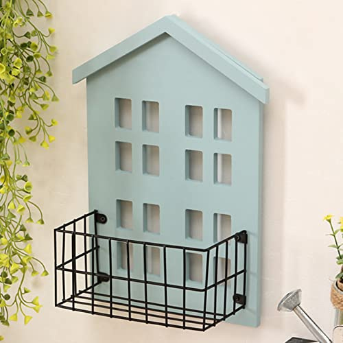 Fdit Wandregal, Geniales Handgefertigtes Wandregal in Hausform für Schlafzimmer (Hellblau)