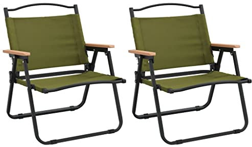 vidaXL 2X Campingstuhl Klappstuhl Faltstuhl Angelstuhl Regiestuhl Picknickstuhl Strandstuhl Campingsessel Grün 54x43x59cm Oxford-Gewebe
