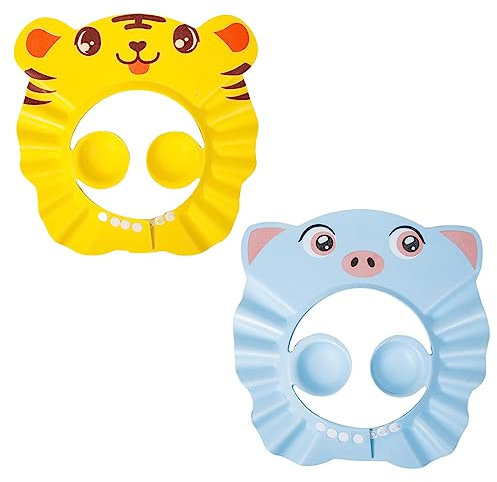 2 Stücke Duschhaube Kinder Weiche Einstellbare Baby Duschhaube mit Ohrenschutz Die Gesicht und Augen vor Wasser und Shampoo Schützt