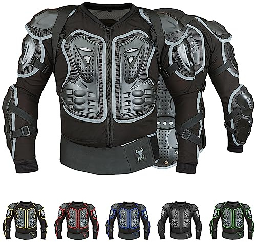 BULLDT Protektorenjacke Damen & Herren Titan für Motorrad Motocross ATV Skatebording Quad Scooter MTB Enduro Reiten Protektoren - Atmungaktiv 2in1 Jacke mit abnehmbar Rückenprotektor - Grau - 54