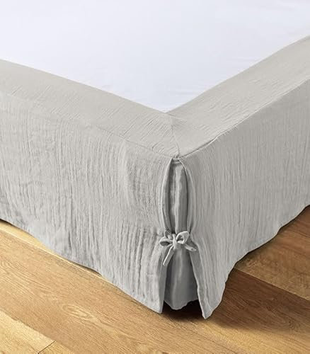 Cache sommier L’Effet Papillon - Housse sommier 100% Double Gaze de Coton Hauteur 30cm [ Cache-sommiers ] (Gris Nuage, 140x190 cm)