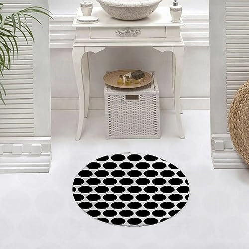 Runder Waschbare rutschfeste Badezimmer Teppich Punkte Pinselstrich malen Hipster-Thema Punkte a Rund Klein Badematte 60 cm,Teppiche für Eingangsbereich Innen Dusche Zimmer Kinderzimmer Schlafzimmer