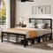 YITAHOME King Metal Bed Frame 5ft Modern Style Bed Frame with Headboard and Footboard, Solid Slatted Bed Platform with Large Under Storage Base Black for Bedroom