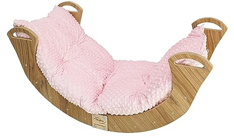 Skyline Kletterbogen mit Kissen Baby Kleinkind Kinder ab 1 Jahr Indoor Klettern Montessori Klettergerüst Holz Wippe Balancewippe Kletterdreieck Kletterwippe Holzwippe Kletterling Holzbogen L Rose