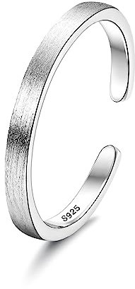 Chriscoco 925 Silber Ringe für Damen Verstellbare Ring Bandring Eheringe Verlobungsring Daumenring Verstellbar Offener Ring für Damen Herren 2MM