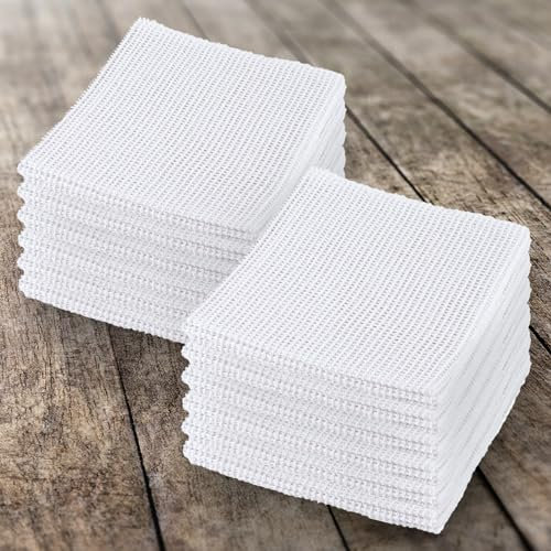 TERNOS - Paños de Limpieza de Algodon - Bayeta de Rejilla Blanca - Trapo Rejilla para Abrillantar Vajilla, Espejos, Coche (12)