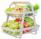 Heikoeco® Obstschale, Obstkorb, Obst Etagere, 2-Stöckiger Obstkorb aus Metall für Küche, Wohnzimmer, Büro, Obst Etagere, Obst Aufbewahrung (weiß, 33x 21x 30)