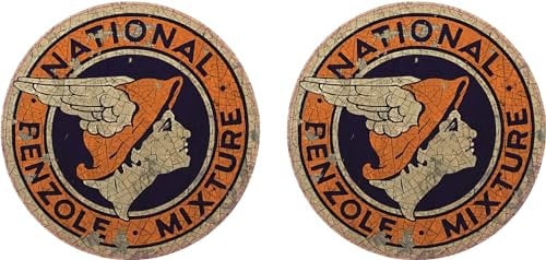 Pure Print Cut Öl Tuning Aufkleber für Hotrod und Oldtimer – Retro-Design, Rennsport-Themen, V8-Ratte – Hochwertige Rat Rod Oil Slick Sticker, 2 Stück, 10 cm, STP & Pennzoil (National Benzole)