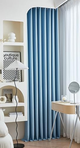 Gualiy Tenda per Finestre 2 Pezzi, Tende Camera Letto Oscuranti 96x138CM Tinta Unita Tende da Finestra Blu Tende per Interni da Finestra