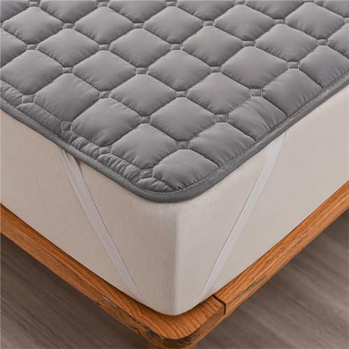 Odot Matratzenschoner Gesteppt, Solide Farbe Matratzenschutzbezüge Matratzenauflage Weiche Matratzen Topper Matratzentopper Matratzenbezug für Matratzen & Boxspringbett (90x200cm,Grau)