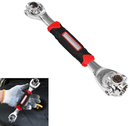 sylbx Clé multifonction 52 en 1,Clé à molette,Clé À Douille Multifonction,clé rotative à 360°,Clé multifonction,Clé à douille pour réparation domestique et automobile (8-19 mm, 5/16''-3/4'')