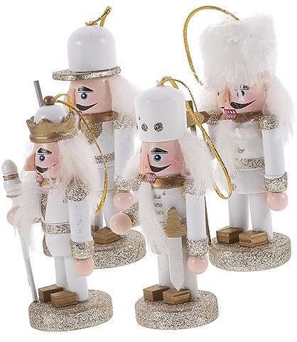 RORPOIR 4pezzi Schiaccianoci in Legno Natalizio Tradizionale Figura Di Schiaccianoci Decorazione Natalizia Statuina Di Legno Per Natale