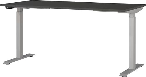 Germania Schreibtisch 7908-640, in Graphit/Silber, EL. höhenverstellb., 160 x 120 x 80 cm (BxHxT)