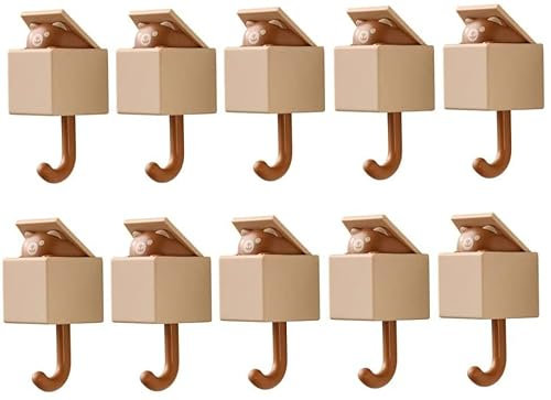 10er-Pack kreativer selbstklebender Kleiderhaken, süßer Katzen-Allzweckhaken, dekorativer Kleiderhaken for Mantel, Schal, Mütze, Handtuch, Schlüssel, Tasche, Regenschirm, Handtuch, Mütze, Türhänger, W