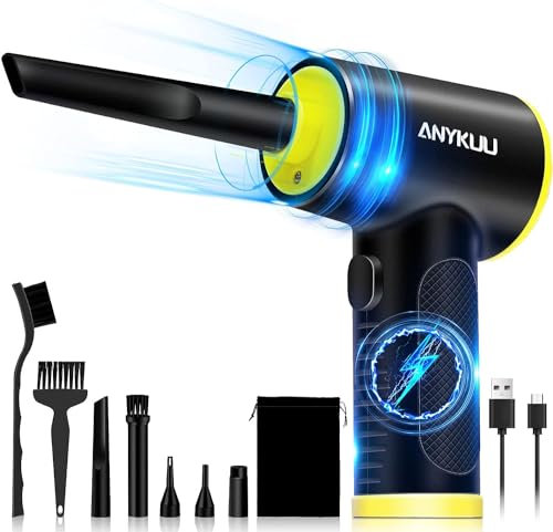 Compressed Air Duster 7500 mAh (90000 RPM) 3-Speed Compressed Air Bomb Cleaning, Equipped with LED Lights, Rechargeable Car Vacuum Cleaner Powerful Dust Collector