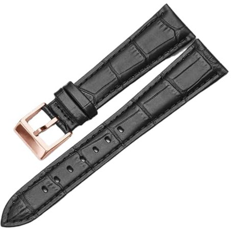 SpaRcz Bracelet de montre en cuir véritable motif Crocodile, boucle ardillon, accessoires de montre, chaîne 20mm, Noir Or Rose, 20mm