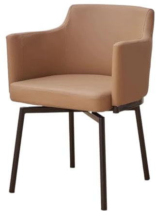 SPXMQSS Esszimmer Stühle, Armlehnstuhl Drehbar mit Ergonomische Lehne, Kunstlederstuhl Polsterstuhl Esszimmer mit Metallbeine für Esszimmer, Küche, Wohnzimmer, Büro Brown 1