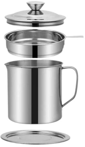 Pessrrtewg Bacon Grease Saver with Strainer,Grease Container for Kitchen 1 Container Oil Fat W Strainer,Pot with Storage Can