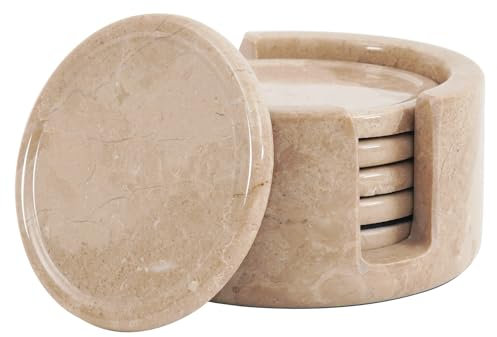 Radicaln Marmor-Untersetzer-Set Verona 8,9 cm, handgefertigt, wärmende Kaffeetasse, Büro, handgefertigt, Untersetzer-Set – Küchenbehälter, Trinkgeschirr