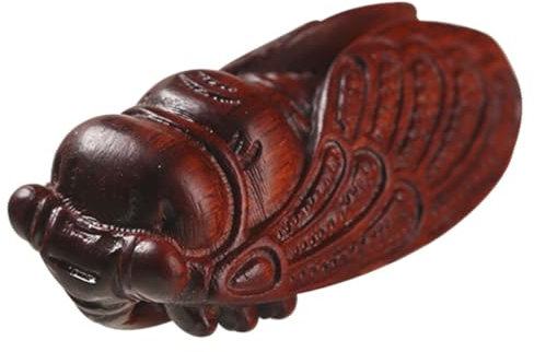 ABOOFAN Elegante Holzdeko Deko Figur Wohnzimmer Geschnitzte DIY Cicada Skulptur Holzdeko Hinstellen Feine Struktur Handgefertigt Stabile Basis Dekoratives Kunsthandwerk