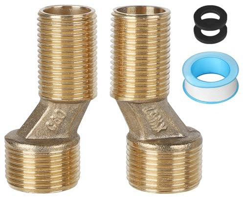 LALAGO 2 piezas Conexión en S G1/2 a G3/4, Prolongación de Grifo Alcance Ajustable 135-165mm, Adaptador para Grifería de Ducha Latón Macizo para Grifos Murales de pie de Garra Bañeras