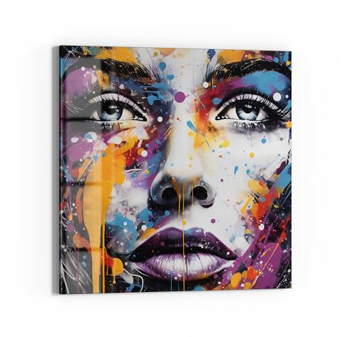 DEQOART Glas-Magnettafel | 50x50 cm cm groß | Motiv Augen des Farbzaubers | Memo-Board aus Glas | Magnetboard inkl. Magnete, Stift & Tuch für Küche & Büro | Tafel magnetisch & beschreibbar