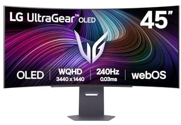 LG UltraGear™ 45GX90SA-B Curved Gaming Screen 45 - OLED Panel WQHD (3440x1440), 0.03ms GtG 240Hz, DisplayHDR™ TrueBlack 400, DCI-P3 98.5% (CIE1976), AMD FreeSync Premium, NVIDIA G-Sync