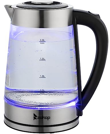 2L Electric Glass Kettle 2000W Hot Water Boiler Tea Kettle, Auto Shut Off, Boil-Dry Protection