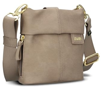 Zwei Hunde Leckerlibeutel Leo LET40 aus Kunstleder – Futtertasche für Hundetraining & Gassi gehen, Kotbeutelspender, Verstellbarer Gurt als Gürteltasche & Crossbody Bag tragbar (Nubuk-Cappuccino)