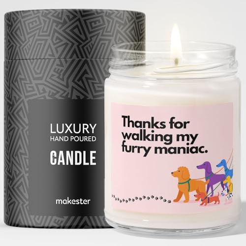 Dog Walker Gifts - Luxury Soy Wax Candle - Vanilla, Jasmine, Sugared Almond - Makester