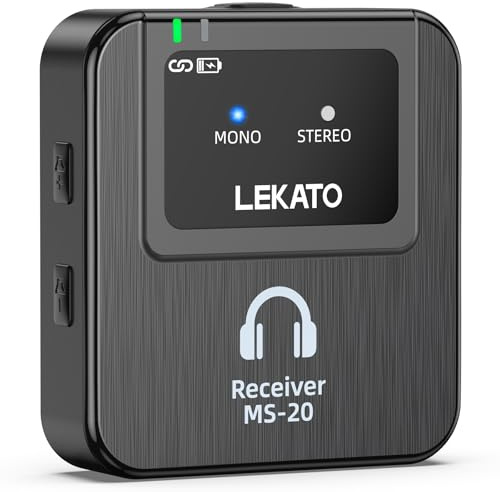 LEKATO Kabelloses In-Ear-Monitorsystem mit Ladehülle, professionelles 2,4 G Stereo, kabelloses IEM-System mit Sender, Gürtelpack-Empfänger für Studio, Bandprobe, kleiner Auftritt, OTG-Unterstützung