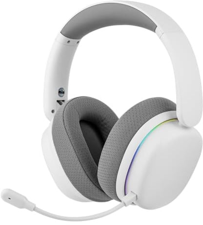 EPOMAKER X Aula G7 Pro Wireless Gaming Headset, Dual Mode BT5.3 & 2.4GHz, 7.1 Surround Sound, 80+ Hour Battery, RGB Light, with Noise Canceling Mic for PS5, PS4, Switch, PC (White) | 7.1 Surround Sound, 80+ Hour Battery, RGB Light, with Noise Canceling Mic for PS5, PS4, Switch, PC (White)