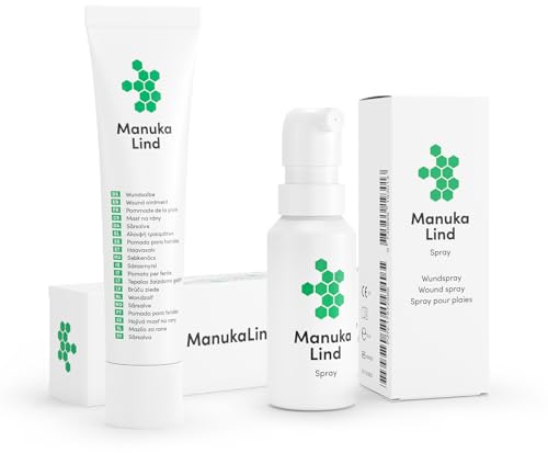 ManukaLind Set: 1x Wundheilspray (30ml) + 1x Wundheilsalbe (75g) | Reinigt die Wunde & unterstützt die Heilung – mit Manuka-Honig (MGO 514+) - für alle Wundphasen – auch bei schweren Wunden